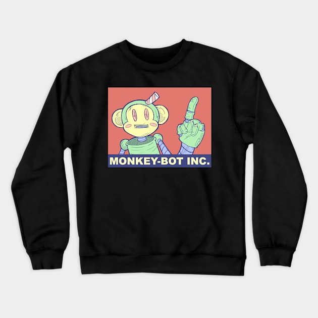 Monkey - Bot Pointer Crewneck Sweatshirt by JbombCreative